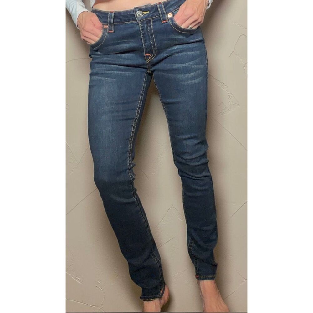 True Religion Jennie Curvy Mid Rise Skinny Jeans Dark Wash Women’s 28 Stretch